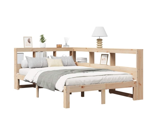 Cama con estantería sin colchón madera maciza de pino 135x190cm