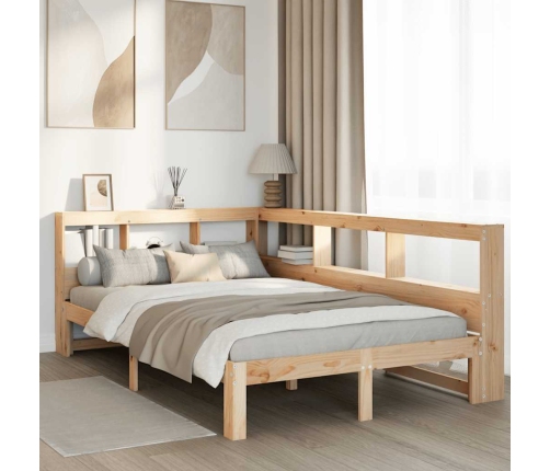 Cama con estantería sin colchón madera maciza de pino 135x190cm