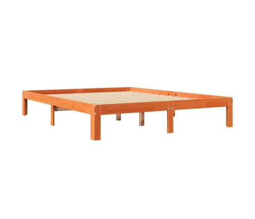 Cama con estantería sin colchón madera maciza marrón 135x190cm