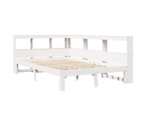 Cama con estantería sin colchón madera maciza blanca 120x190 cm