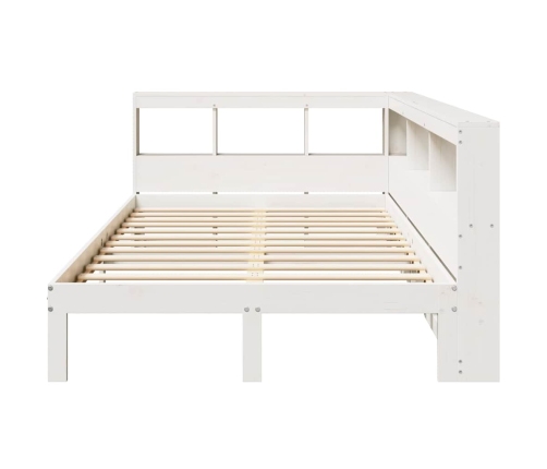 Cama con estantería sin colchón madera maciza blanca 120x190 cm