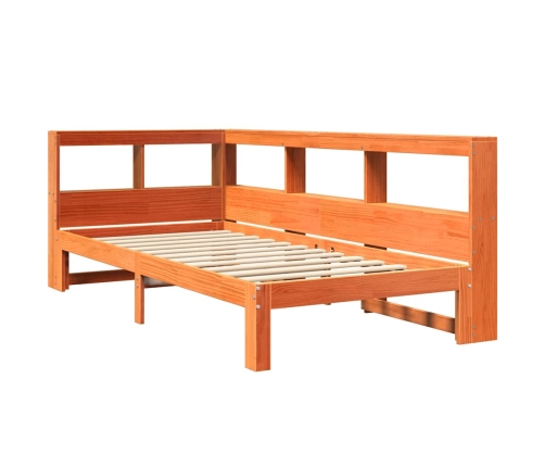 Cama con estantería sin colchón madera maciza marrón 90x190 cm