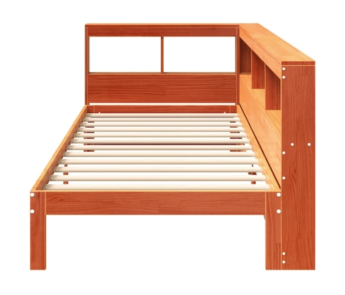 Cama con estantería sin colchón madera maciza marrón 90x190 cm