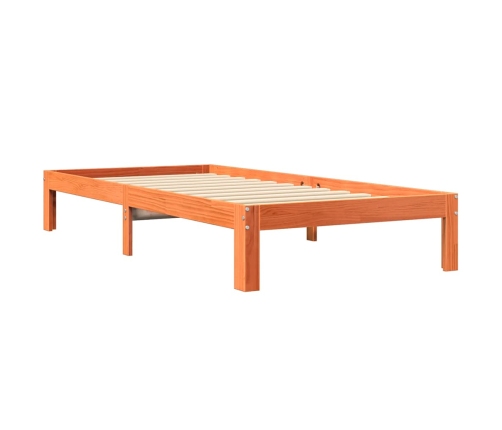 Cama con estantería sin colchón madera maciza marrón 90x190 cm