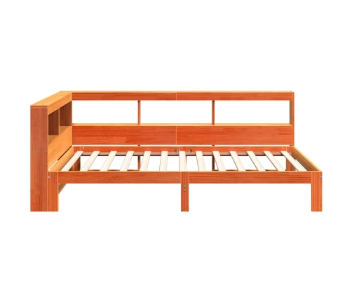 Cama con estantería sin colchón madera maciza marrón 90x190 cm