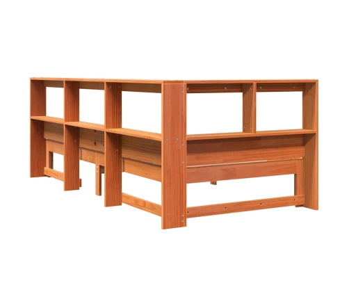 Cama con estantería sin colchón madera maciza marrón 90x190 cm