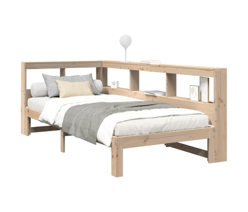 Cama con estantería sin colchón madera maciza de pino 75x190 cm