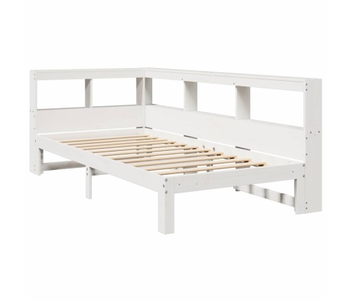 Cama con estantería sin colchón madera maciza blanca 75x190 cm