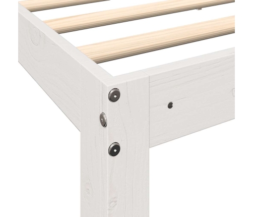 Cama con estantería sin colchón madera maciza blanca 75x190 cm