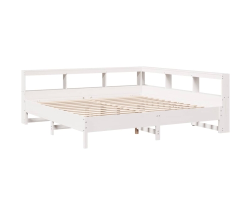 Cama con estantería sin colchón madera maciza blanca 200x200 cm