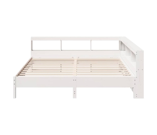 Cama con estantería sin colchón madera maciza blanca 200x200 cm