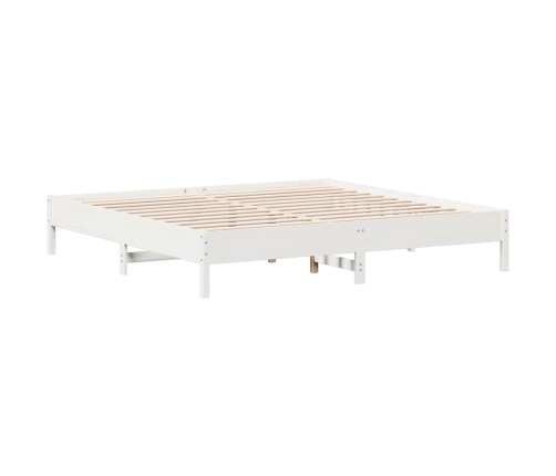 Cama con estantería sin colchón madera maciza blanca 200x200 cm