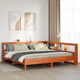 Cama con estantería sin colchón madera maciza marrón 200x200 cm