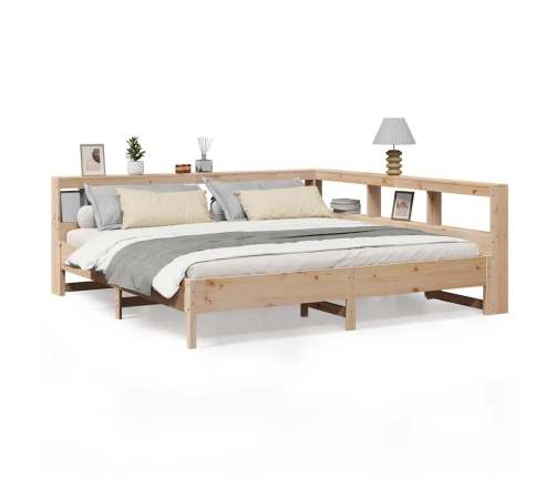 Cama con estantería sin colchón madera maciza de pino 180x200cm