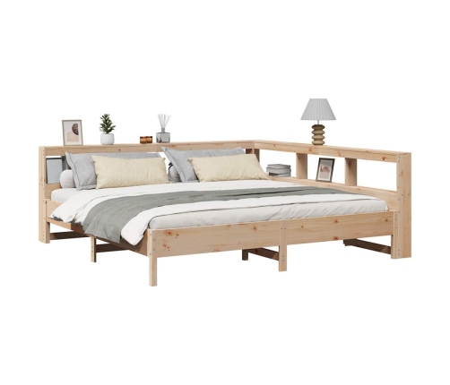 Cama con estantería sin colchón madera maciza de pino 180x200cm