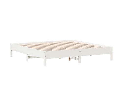 Cama con estantería sin colchón madera maciza blanca 180x200 cm