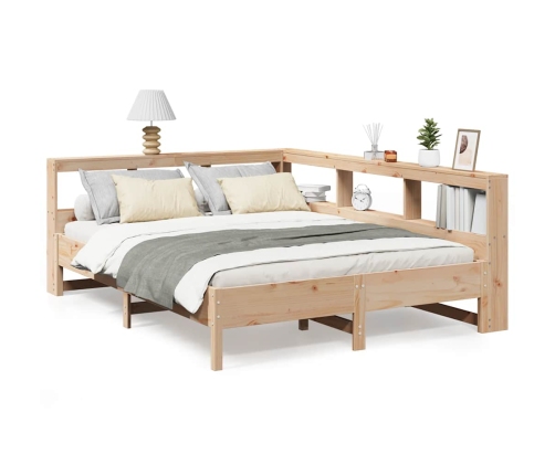 Cama con estantería sin colchón madera maciza de pino 150x200cm