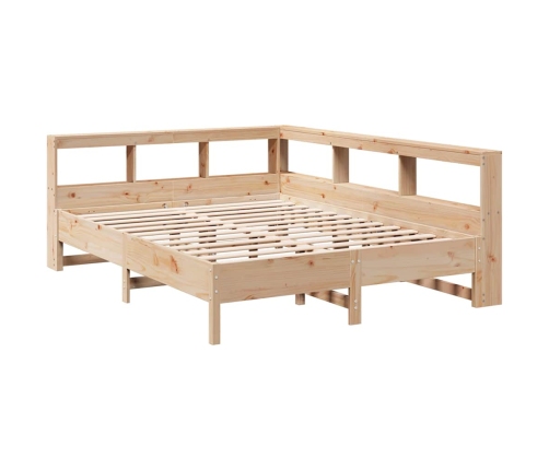 Cama con estantería sin colchón madera maciza de pino 150x200cm