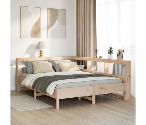 Cama con estantería sin colchón madera maciza de pino 150x200cm