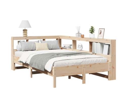 Cama con estantería sin colchón madera maciza de pino 140x200cm