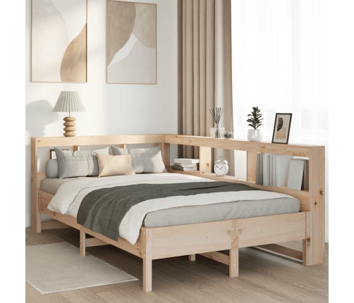 Cama con estantería sin colchón madera maciza de pino 140x200cm