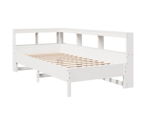 Cama con estantería sin colchón madera maciza blanca 100x200 cm