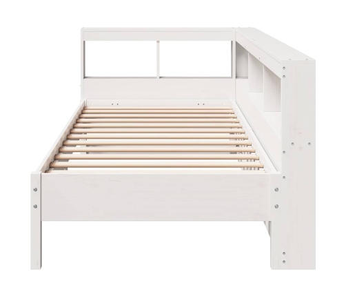 Cama con estantería sin colchón madera maciza blanca 100x200 cm