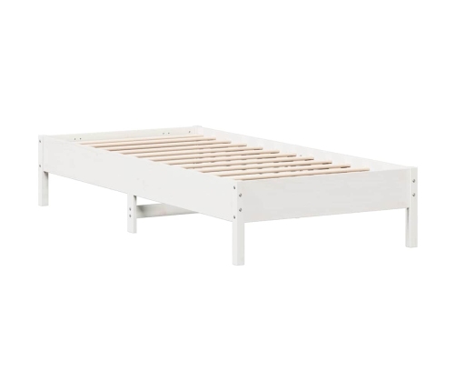 Cama con estantería sin colchón madera maciza blanca 100x200 cm