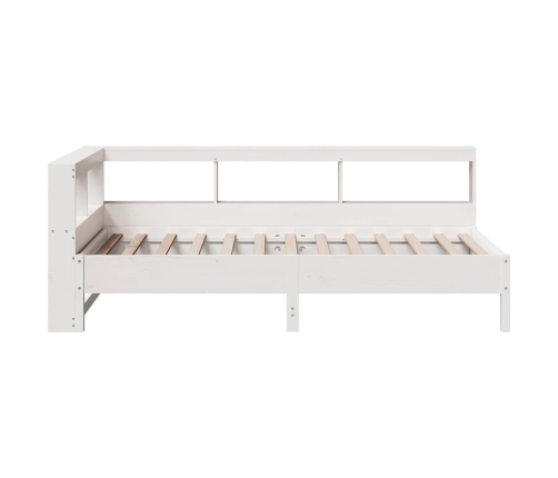 Cama con estantería sin colchón madera maciza blanca 100x200 cm