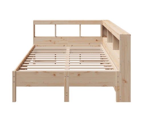 Cama con estantería sin colchón madera maciza de pino 140x190cm