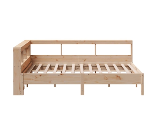 Cama con estantería sin colchón madera maciza de pino 140x190cm