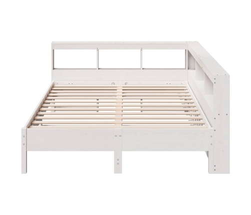 Cama con estantería sin colchón madera maciza blanca 135x190 cm