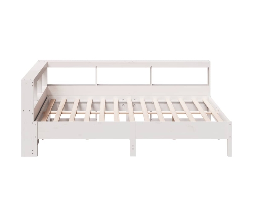 Cama con estantería sin colchón madera maciza blanca 135x190 cm