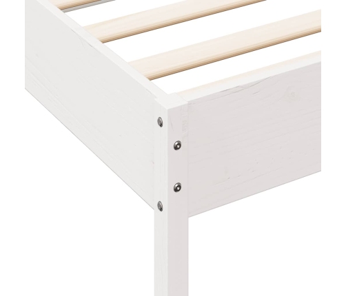 Cama con estantería sin colchón madera maciza blanca 135x190 cm