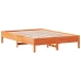 Cama con estantería sin colchón madera maciza marrón 135x190cm