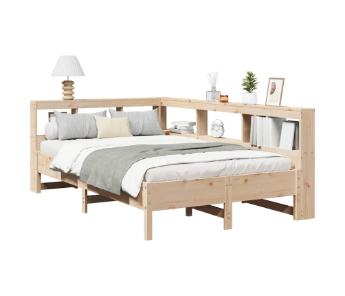 Cama con estantería sin colchón madera maciza de pino 120x190cm