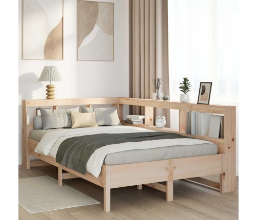 Cama con estantería sin colchón madera maciza de pino 120x190cm