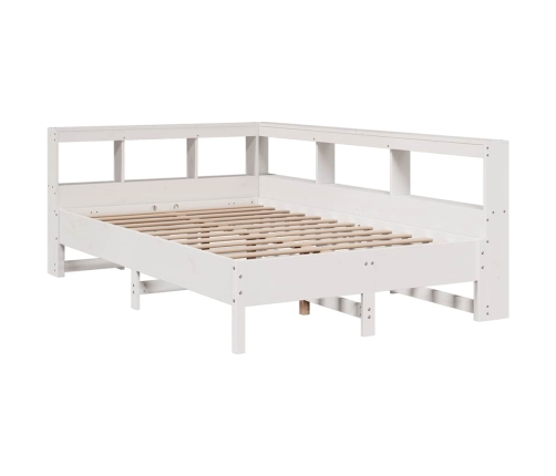 Cama con estantería sin colchón madera maciza blanca 120x190 cm