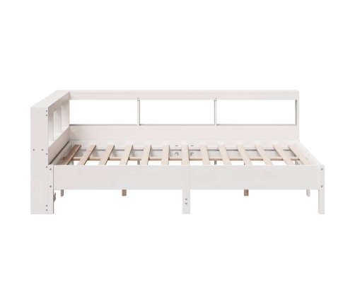 Cama con estantería sin colchón madera maciza blanca 120x190 cm