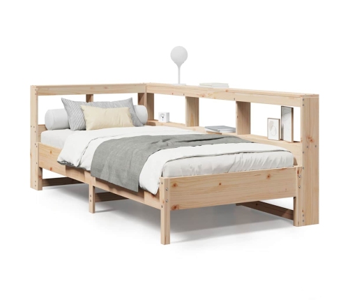 Cama con estantería sin colchón madera maciza de pino 90x190 cm