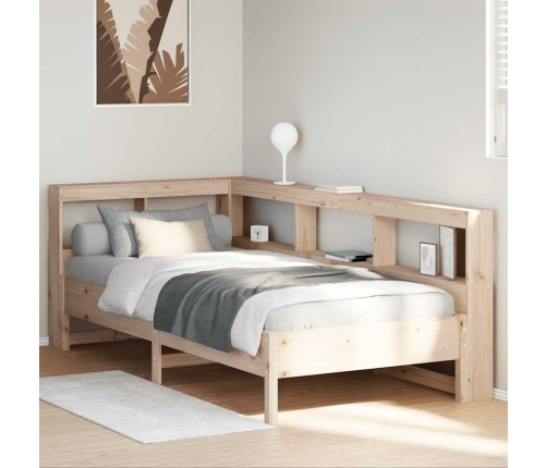 Cama con estantería sin colchón madera maciza de pino 90x190 cm