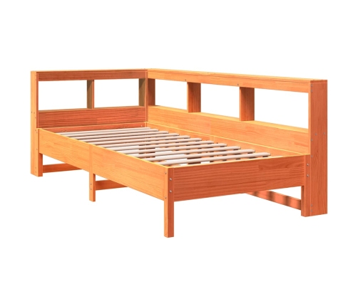 Cama con estantería sin colchón madera maciza marrón 90x190 cm