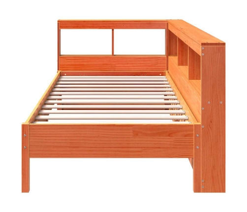 Cama con estantería sin colchón madera maciza marrón 90x190 cm