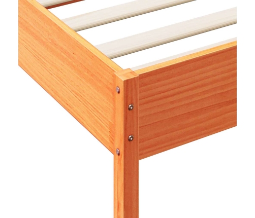 Cama con estantería sin colchón madera maciza marrón 75x190 cm