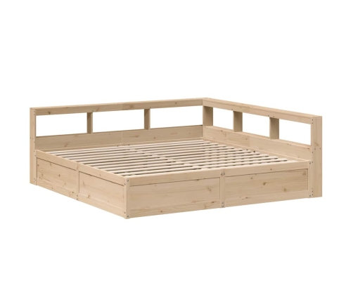 Cama con estantería sin colchón madera maciza de pino 200x200cm