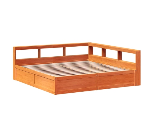 Cama con estantería sin colchón madera maciza marrón 180x200cm