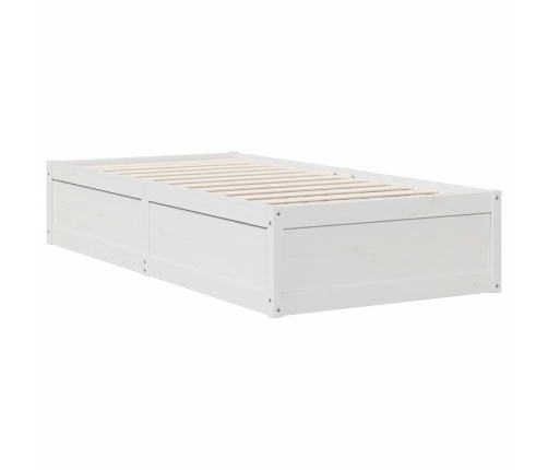 Cama con estantería sin colchón madera maciza blanca 100x200 cm