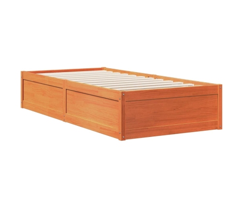 Cama con estantería sin colchón madera maciza marrón 100x200 cm