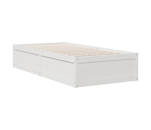 Cama con estantería sin colchón madera maciza blanco 90x200 cm