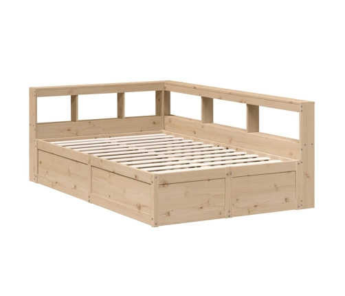 Cama con estantería sin colchón madera maciza de pino 140x190cm